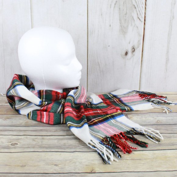 V. Fraas Multicolor Plaid Acrylic Cashmink Muffler Cold Weather Scarf Size OS - Picture 2 of 6